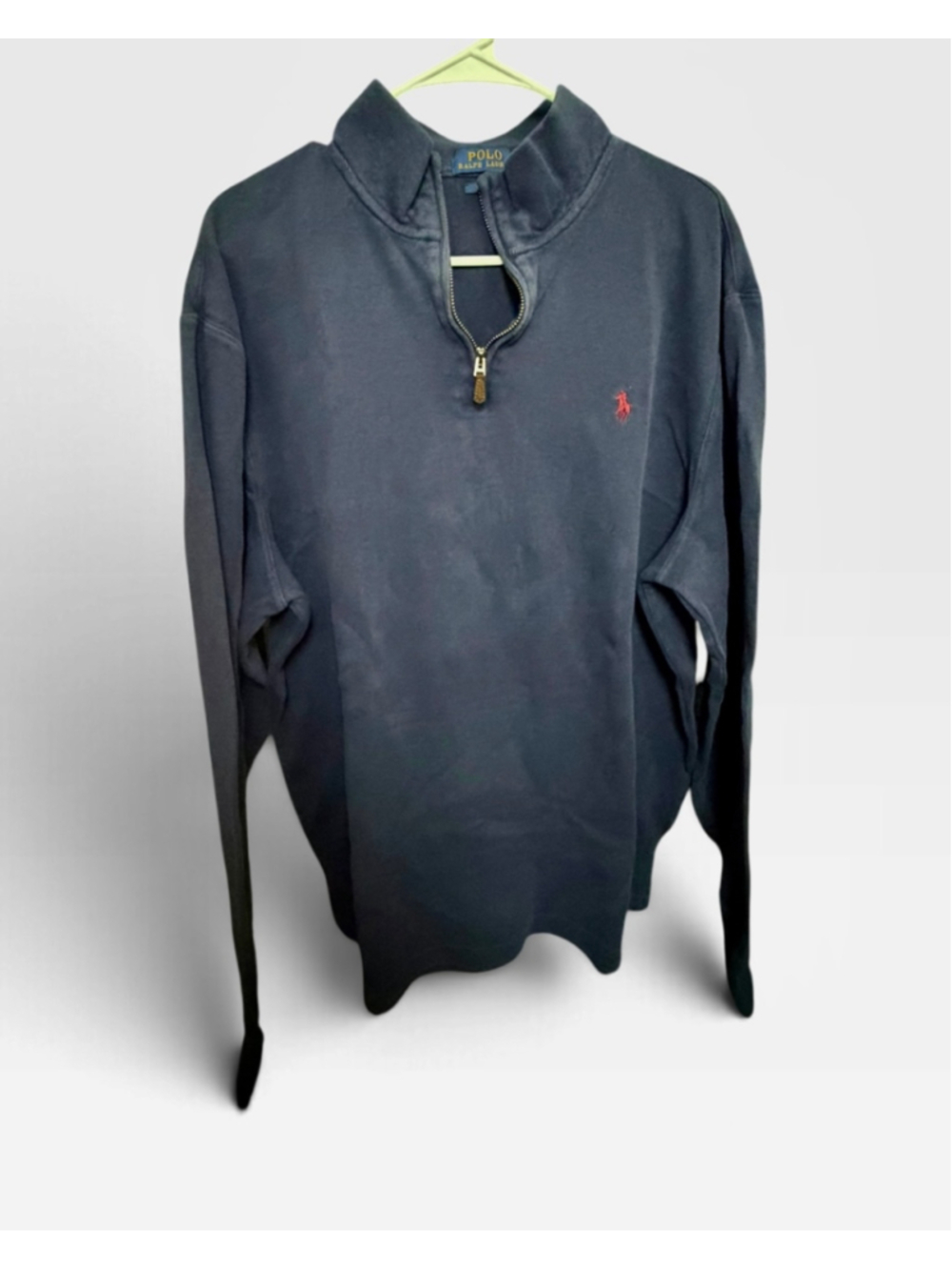 Y2K Men's Polo Ralph Lauren Zip Up Sweater XL Blue Red Logo